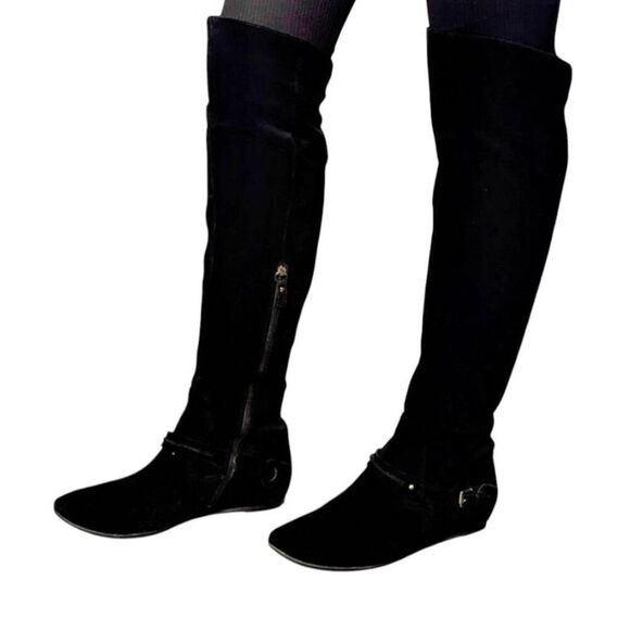 VIA SPIGA Black Suede Over The Knee Boot Size 7.5 - Picture 1 of 9